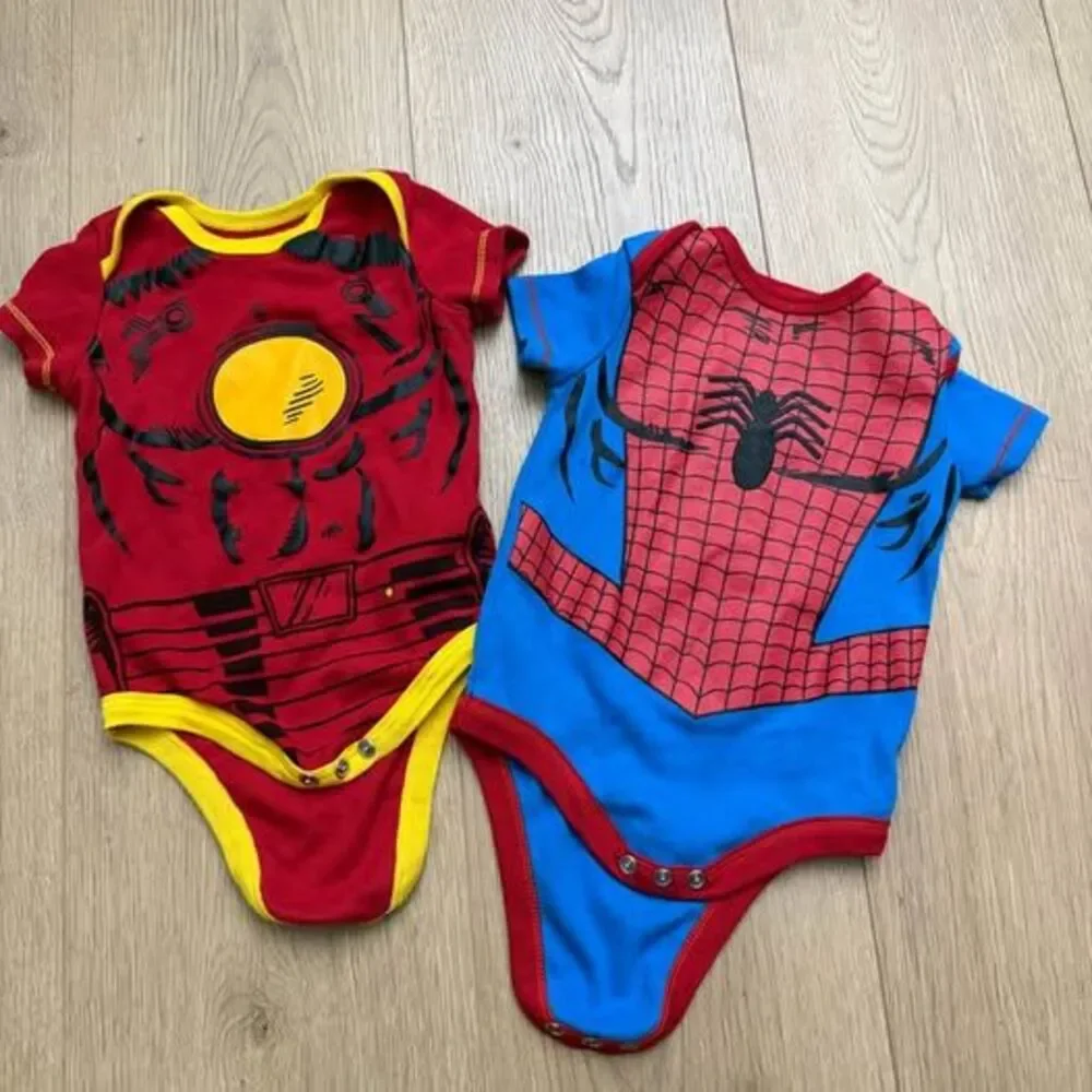 Marvel Iron Man and Spider-Man Baby Bodysuits size 3-6mo